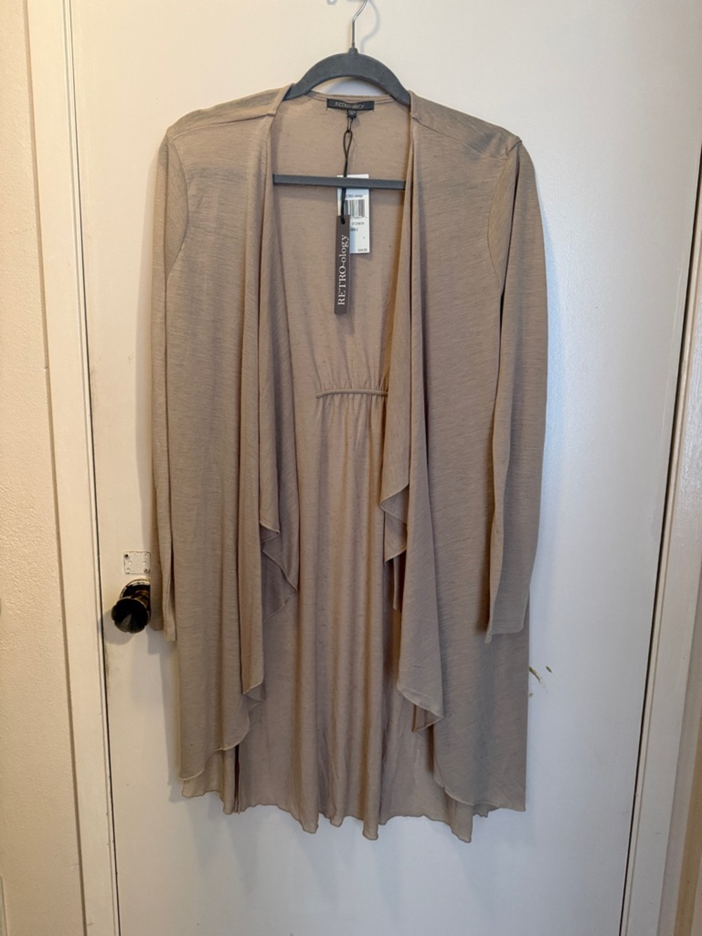 Retro & Co. Women's Open-Front Long Cardigan - Taupe